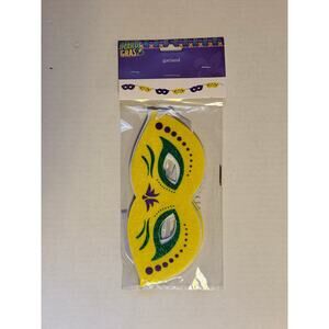 Mardi Gras Mask Felt Garland 7 FT Purple Green Gold Party Decoration Celebration